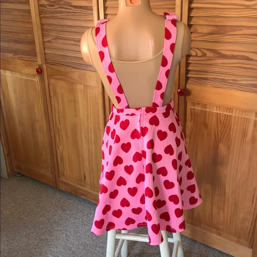 Hot Topic Skirtall Pink Dress with Red Hearts S/M anime cosplay Comic-Con